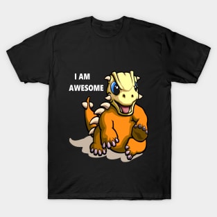 cool dino ankylosaurus cute i am awesome design T-Shirt